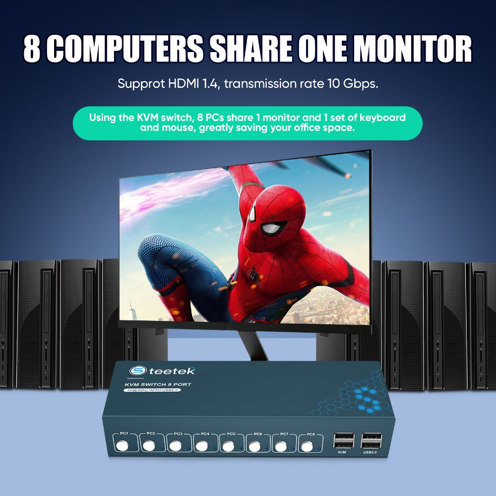 8 Port KVM Switch USB2.0 4K30H - Gaming Keyboard And Mouse For Xbox ulasan dan harga