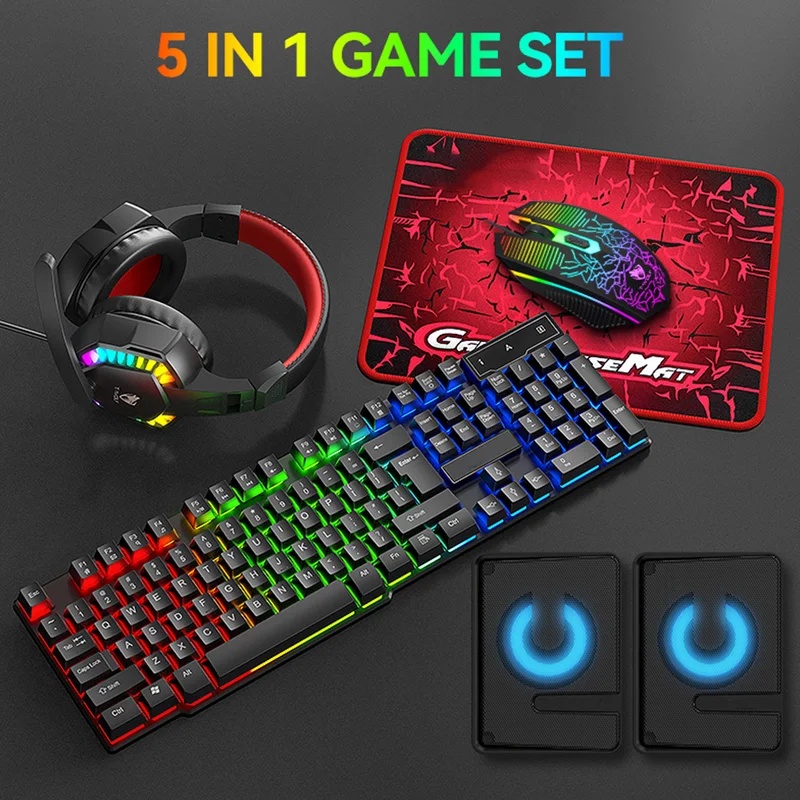 Set Gaming 5-in-1: Keyboard, M - Gaming Keyboard Mouse And Headset Combo ulasan dan harga